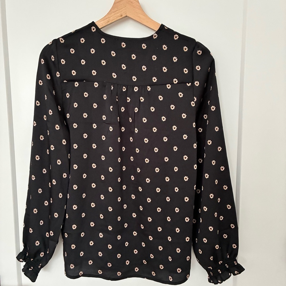 Ted Baker Black and White Fitted Long Sleeve Blouse - Picture 8 of 10